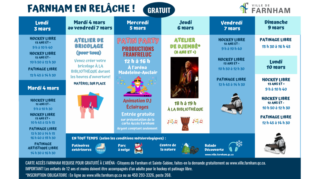 Activités de la semaine de relâche