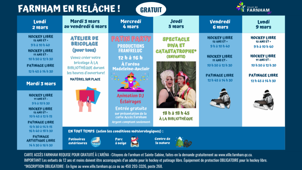 Activités de la semaine de relâche