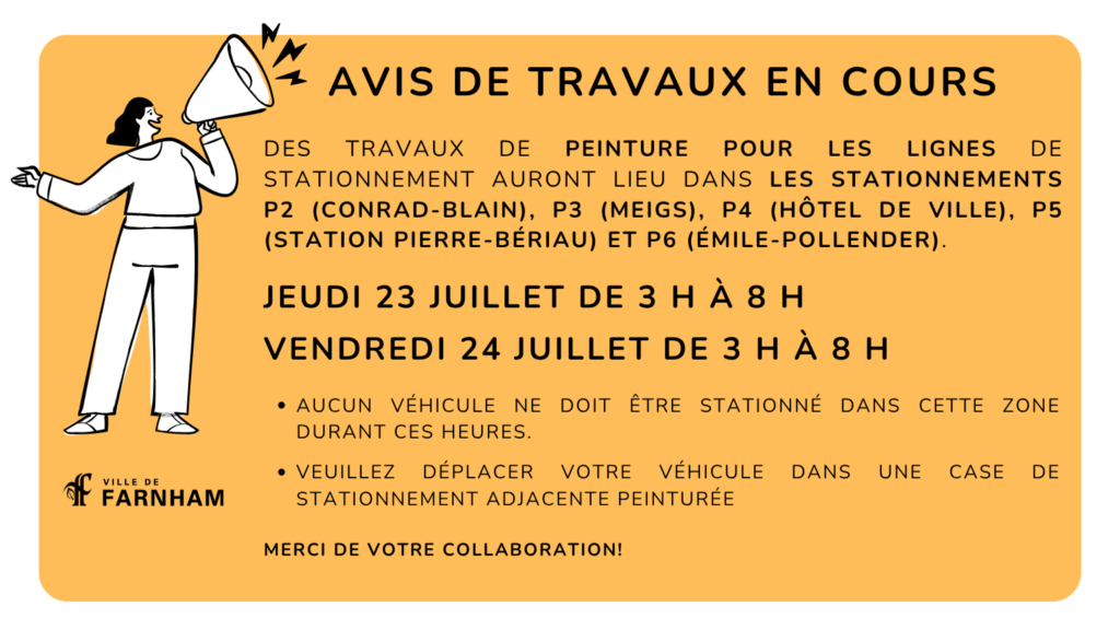 Travaux de peinture des lignes de stationnement